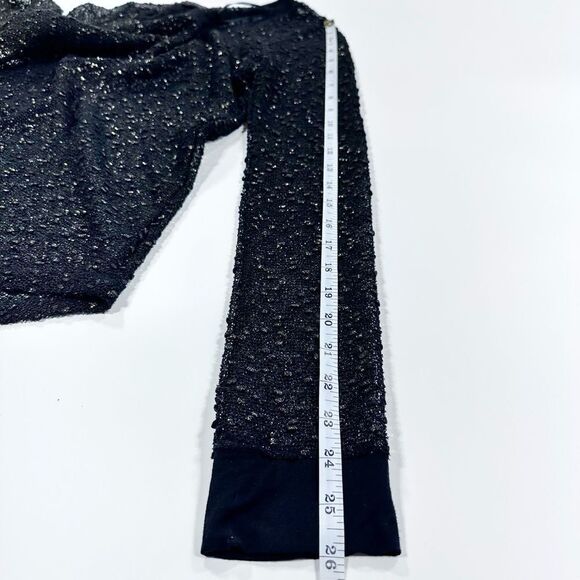 Sanctuary black and gold sheer long sleeve top L - Picture 9 of 10